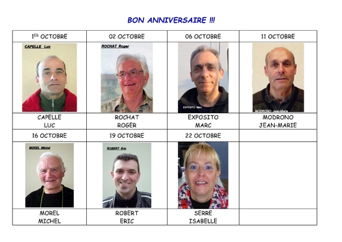 Anniversaires en octobre