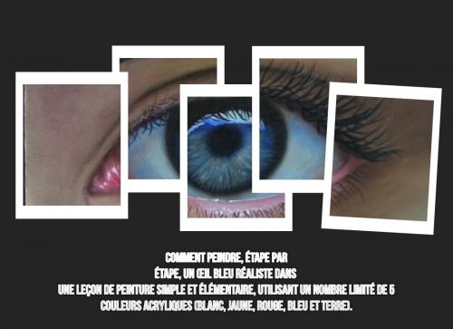 Dessin et peinture - vidéo 3366 : Comment peindre un oeil bleu avec 5 couleurs ? - toutes les techniques.