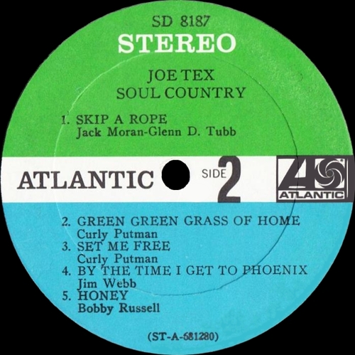 Joe Tex : Album " Soul Country " Atlantic Records SD 8187 [ US ]