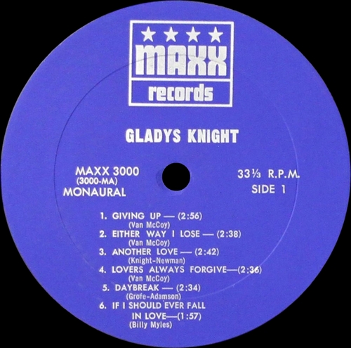 Gladys Knight & The Pips : Album " Gladys Knight " Maxx Records MAXX 3000 [ US ] 