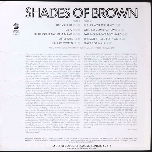 Shades Of Brown : Album " S.O.B. " Cadet Records LPS-843 [ US ]
