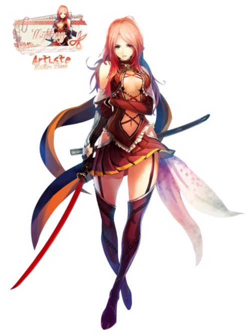 épée fille cheveux rouge