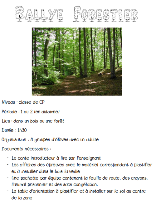 Organiser un rallye forestier au CP