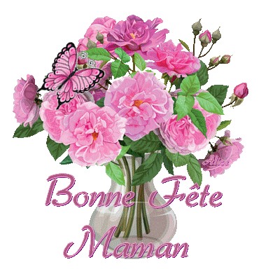 Bonne fête Maman bouquet et papillon - image animée GIF