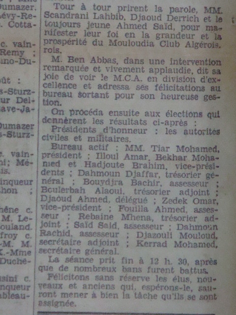 le bureau du mca 1936-1937
