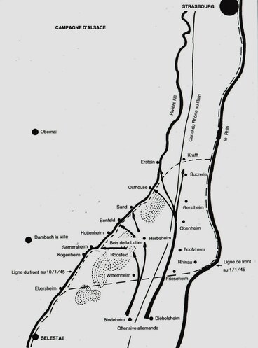 * Etape n° 34 - 1-7 janvier 1945 : Début de la Campagne d'Alsace  - Les Bataillons de Marche et les Fusiliers Marins dans la Défense de Strasbourg