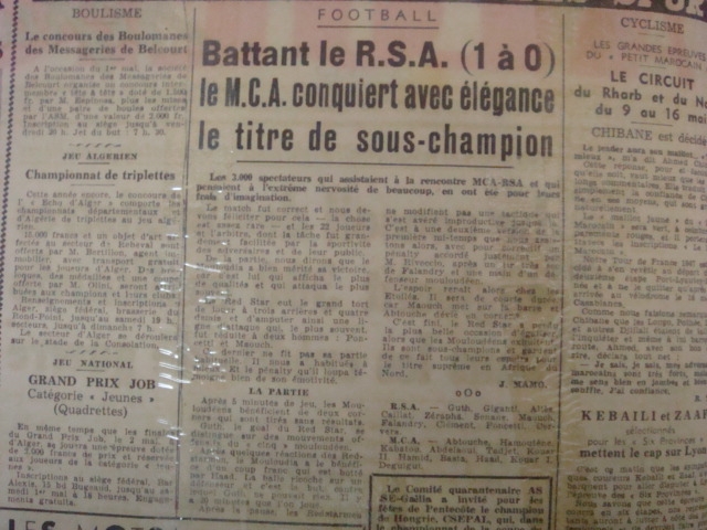 Mercredi 28.4.48 Hussein Dey MCA-RSA 1-0 barrage 2em place