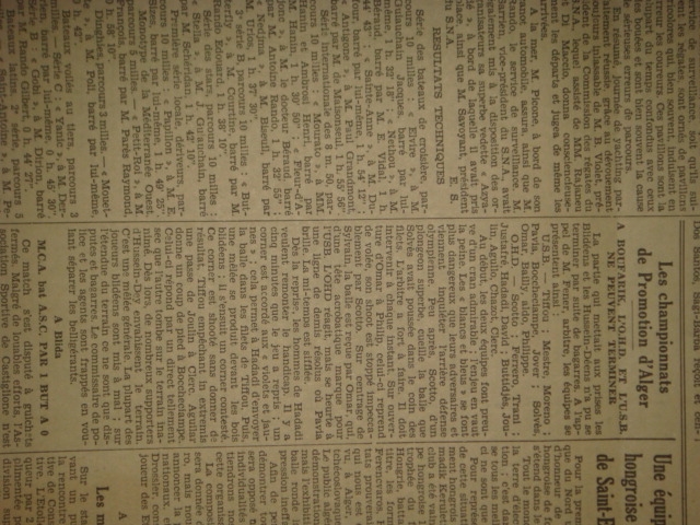 Dimanche 29.5.1932 à Blida Barrage maintien MCA-AS Castiglione 1-0