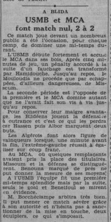Dimanche 28.1.1940 A Blida USMB-MCA 2-2
