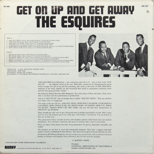 The Esquires : Album " Get On Up And Get Away " Bunky Records BS 300 [ US ]