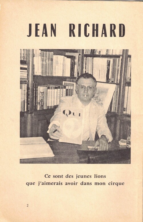 Jean Richard parrain de poètes dans la revue "QUI" n°5 du quatrième trimestre 1969