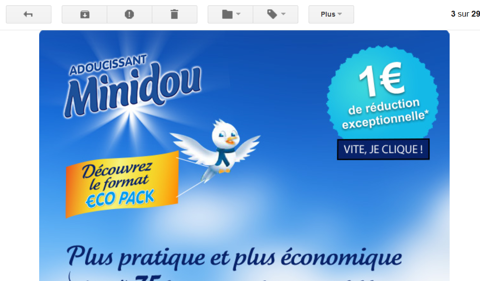 La Belle Adresse : 1€ de réduction pour l'achat d'un adoucissant Minidou -  Journal d'une Couponneuse