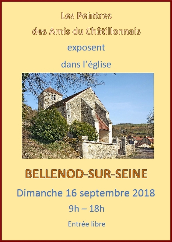 Les peintres des Amis du Châtillonnais exposeront dans l'église de Bellenod sur Seine dimanche 15 septembre