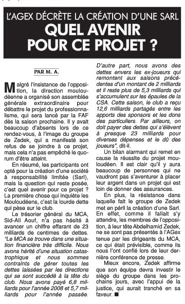 Jeudi 27.5.2010  La SSARL «Le Doyen» est née