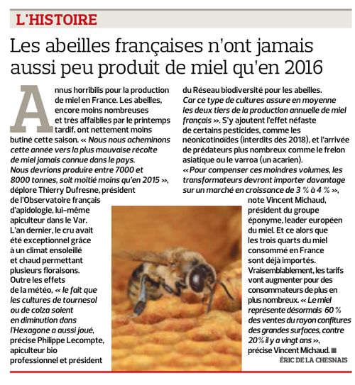 Article du Figaro Economique 05-08-2016 Production 2016 en baisse