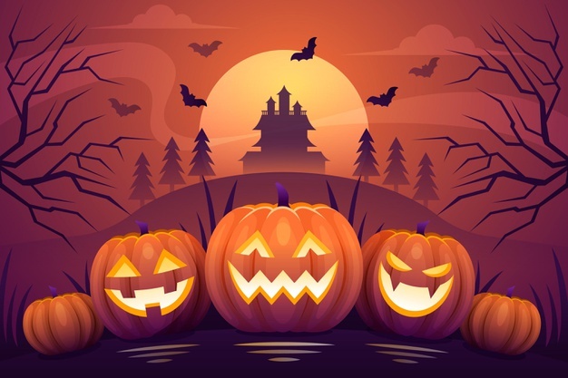 Design plat de fond halloween Vecteur gratuit