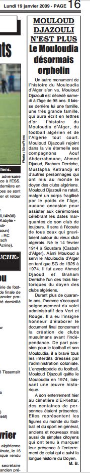 Samedi 17.1.2009 Djazouli Mouloud nous quitte