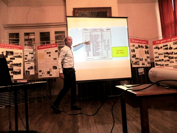 Claude Garino a donné une superbe conférence à Mussy, sur les lignes de chemin de fer Troyes-Châtillon et Les Riceys-Cunfin