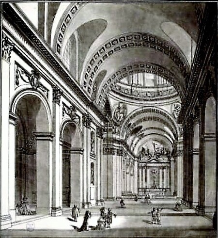 L’intérieur de l’église de la Sorbonne vers 1787 (gravure de Jean-François Janinet