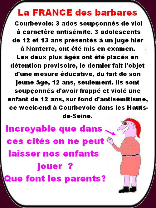 Depuis 40 ans on s'enfonce dans la barbarie en France. Pensez-y aux élections!