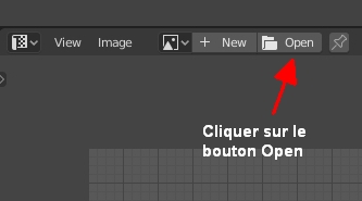 Cliquer sur Open dans l'écran du UV Editor