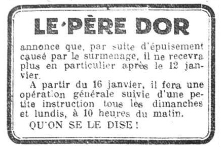 Opération du Père Dor (Gazette de Charleroi, 8 janvier 1927)(Belgicapress)