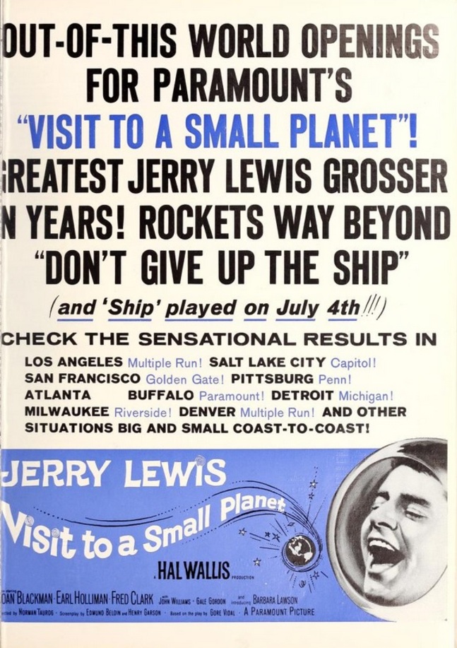 VISIT A SMALL PLANET BOX OFFICE USA 1960