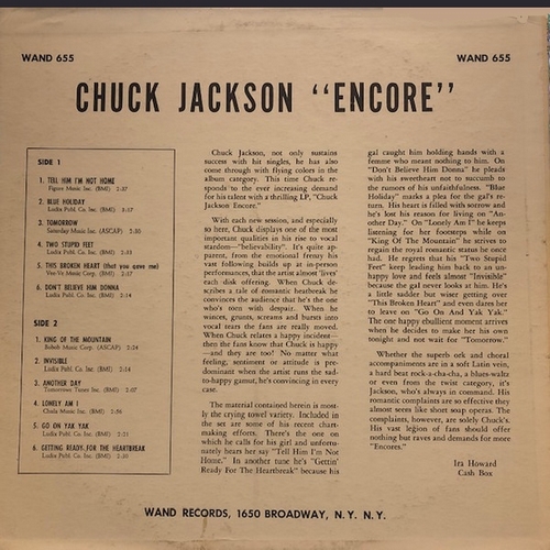 Chuck Jackson : Album " Encore ! " Wand Records LP-655 [ US ]