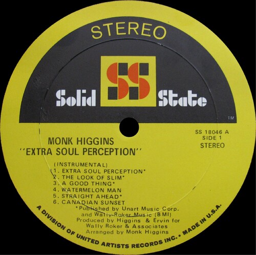 Monk Higgins : Album " Extra Soul Perception " Solid State Records SS 18046 [ US ]