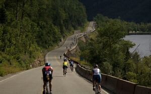 walking bicycle lake placid road mountain 