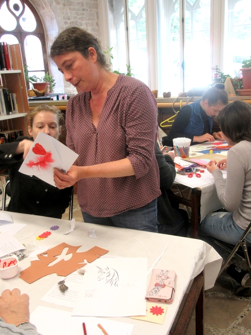 Un atelier d'Art Postal a eu lieu à la médiathèque de Laignes...