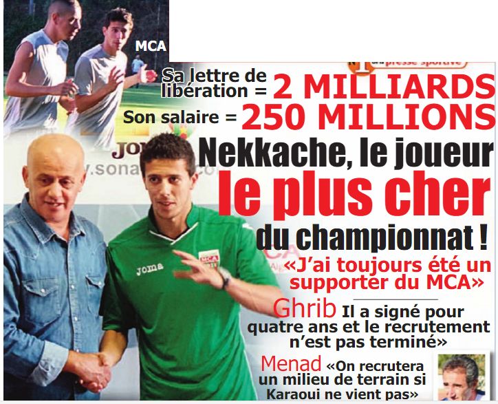 Mercredi 22.6.2016 Nekkache signe 4 ans au MCA
