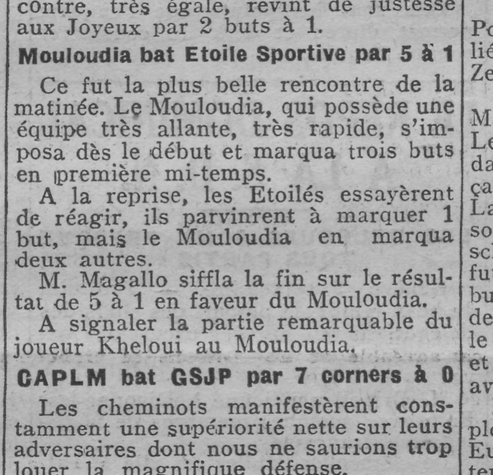 Dimanche 9.9.1928 Coupe Municipalité Etoile Sportive Algéroise-MCA 1-5