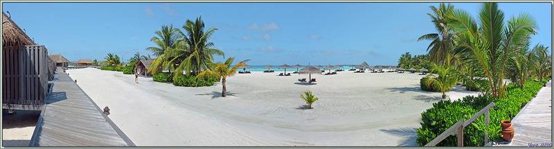 Panoramas sur la grande plage de Moofushi, peu fréquentée tellement le soleil tape fort !  - Atoll d'Ari - Maldives