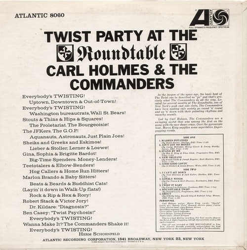 Carl Holmes & The Commanders : Album " Twist Party At The Roundtable " Atlantic Records 8060 [ US ]
