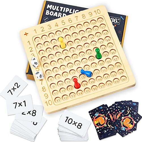 Jeux de Plateau Table de Multiplication en Bois, Tableau de Multiplication Jeu de Société de Multiplication Montessori, pour Les Enfants Jouets éducatifs Cadeau