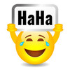 Happy smiling emoji with HaHa sign