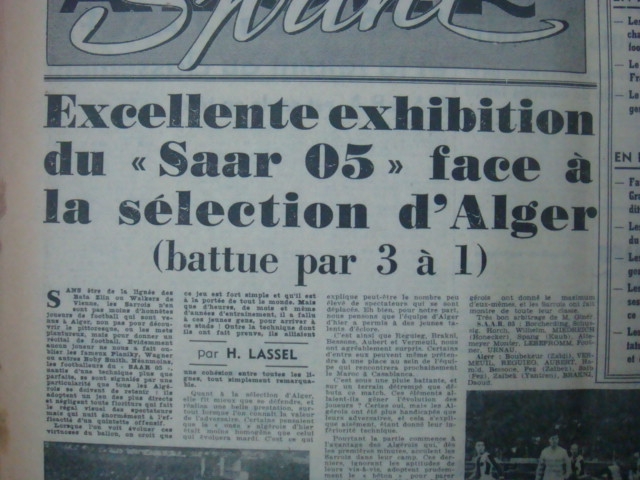 1952 Saar 05-Sélection d'Alger 3-1