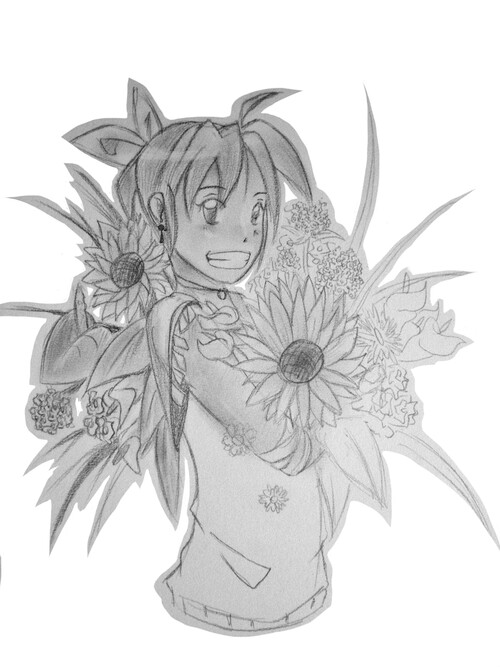 • Fille qui porte un bouquet de fleur (WIP)