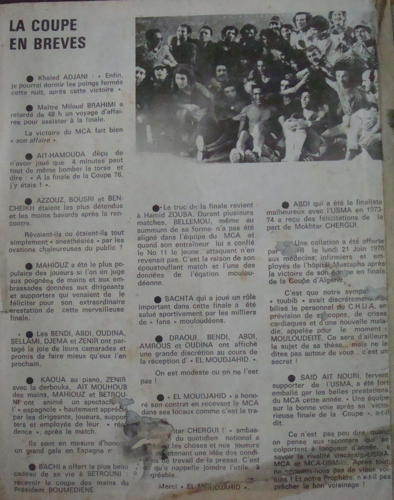 Juillet 1976 spécial coupe d'Algérie