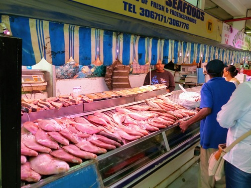 marché couvert de Durban; viande et poisson;