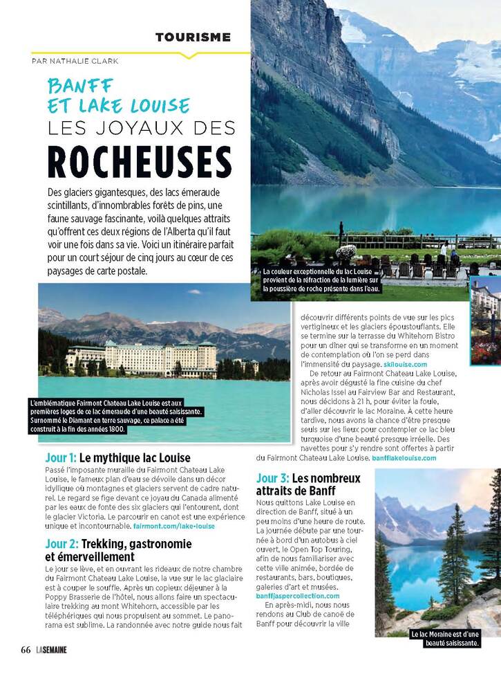 Photos - Villes du Canada:  Banff et le lac Louise - Les Joyaux des Rocheuses (2 pages)