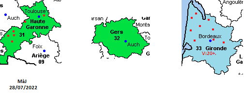 Haute Garonne (31) Gers (32) Gironde (33)