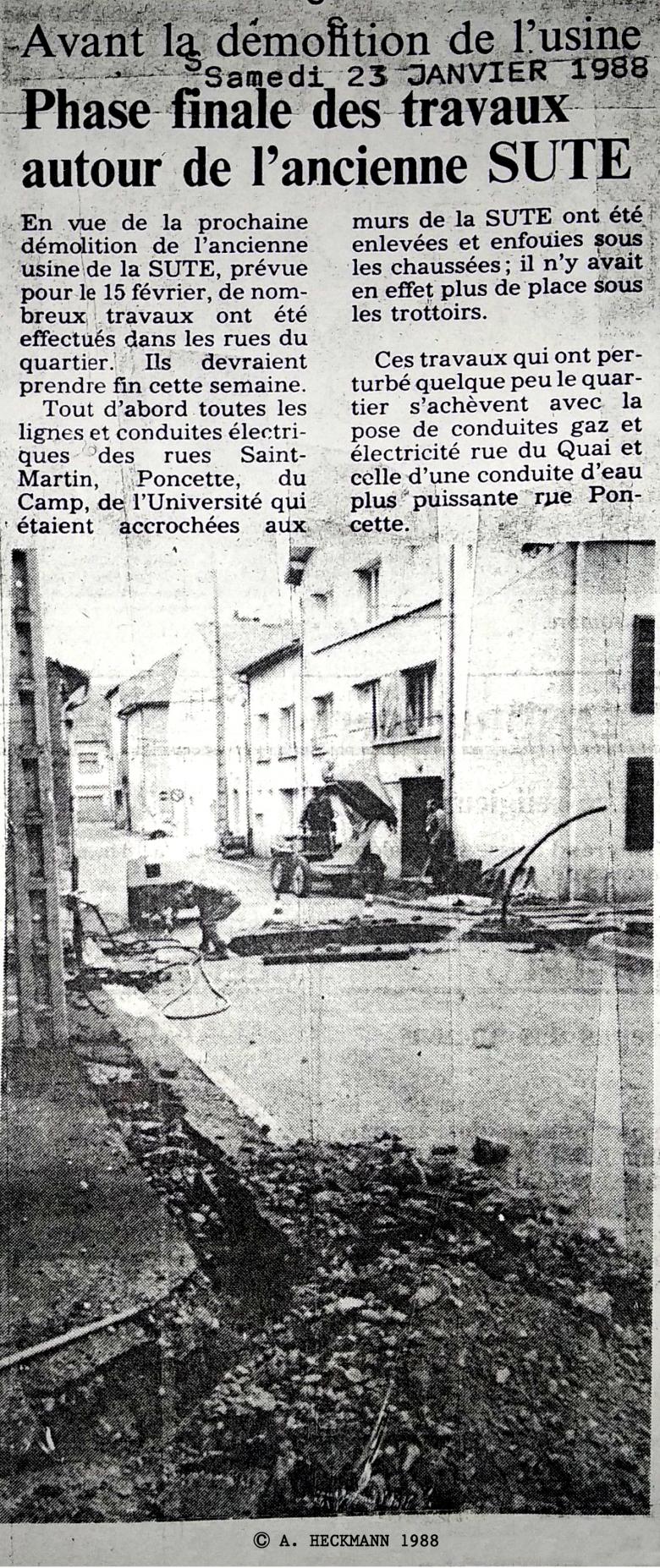 Destruction de l'ancienne S.U.T.E