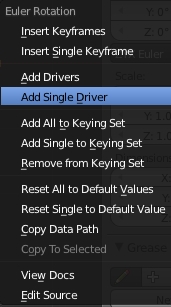 Menu pour ajouter un pydriver