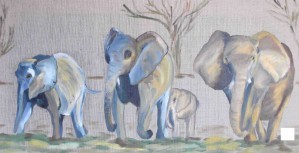 Groupe d'éléphants dans la savane-