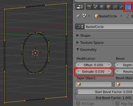 Deux cercles Bézier forment la porte à l'avant-plan