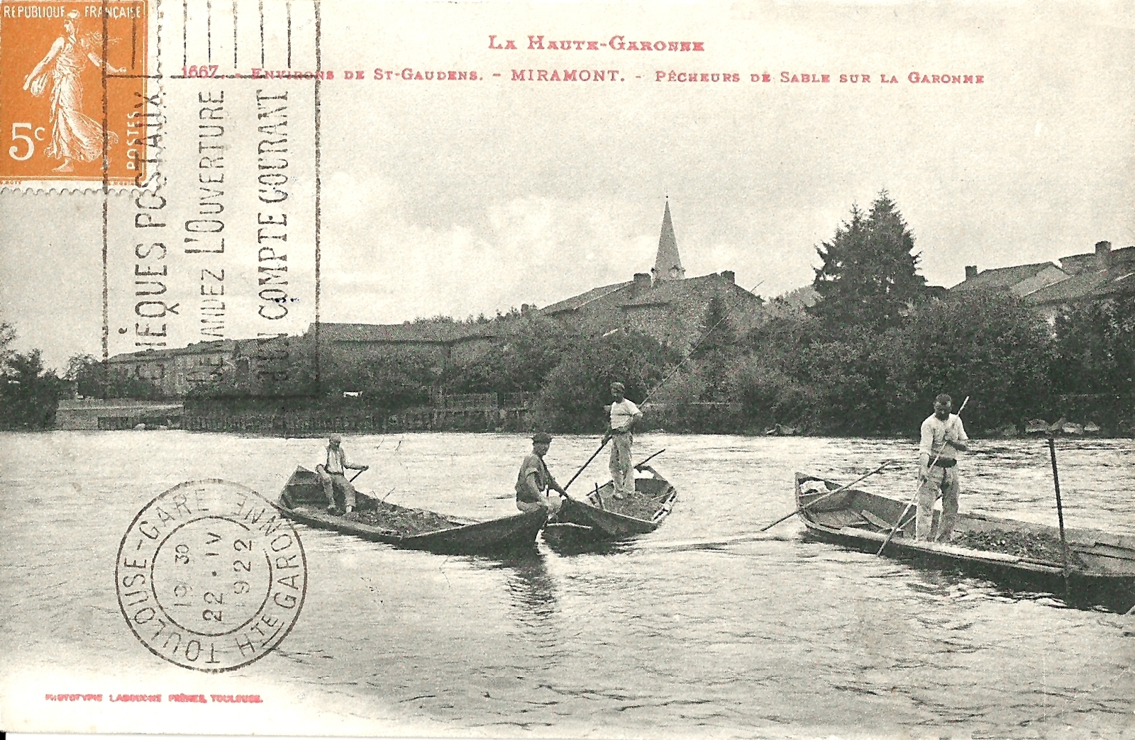 Miramont-de-Comminges - Pêcheurs de sable sur la Garonne - Carte postale  ancienne et vue d'Hier et Aujourd'hui - Geneanet