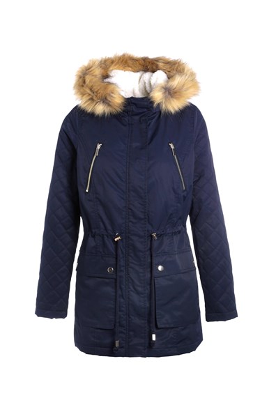 Parka unie col fourrure