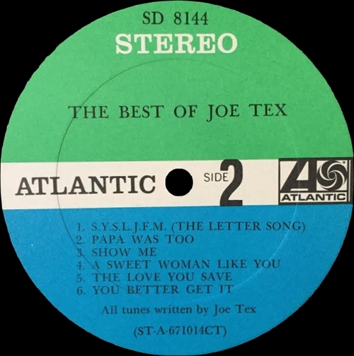 Joe Tex 1967 : Album " The Best Of Joe Tex " Atlantic Records SD 8144 [ US ]